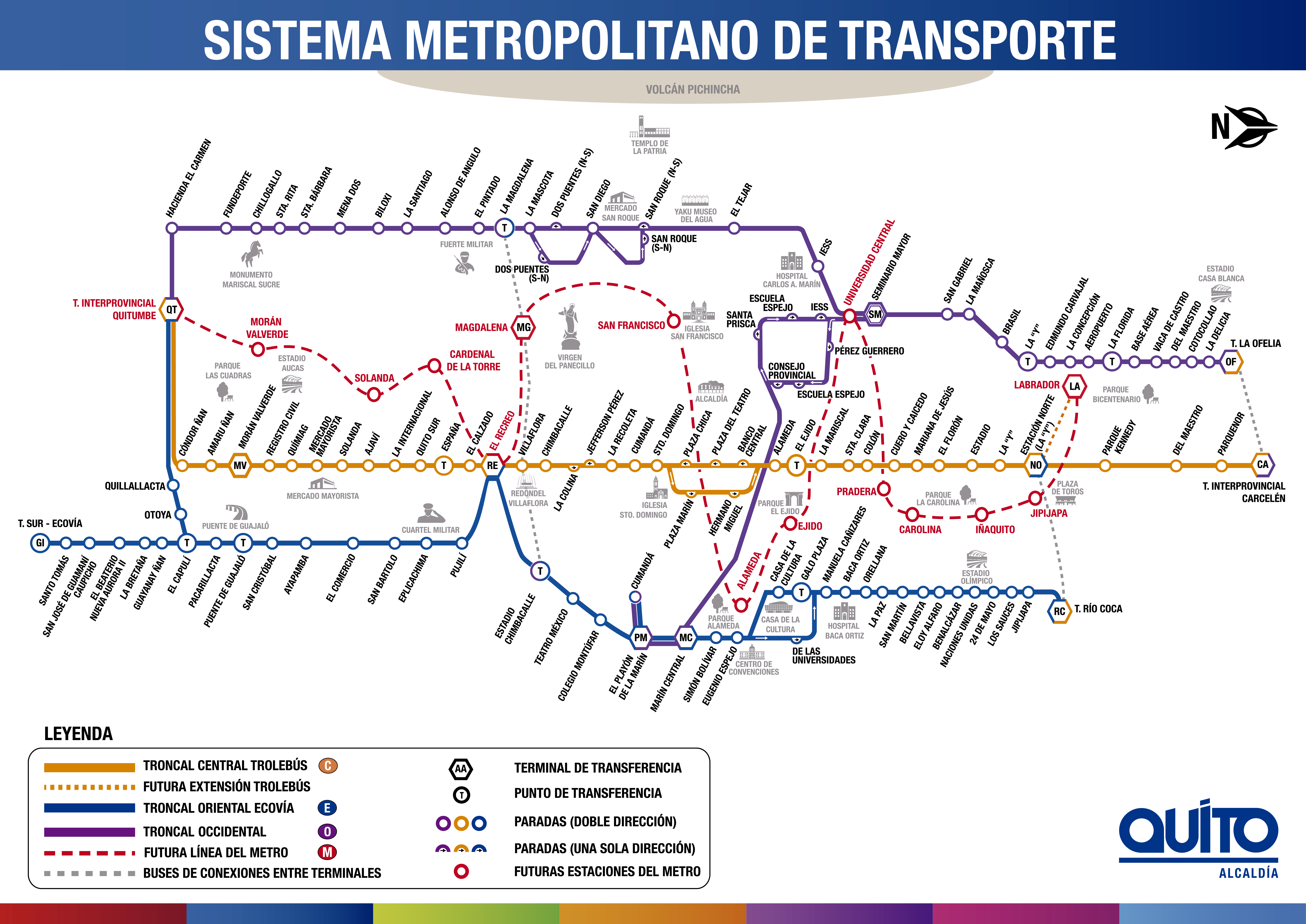 Mapa con linea de Metro